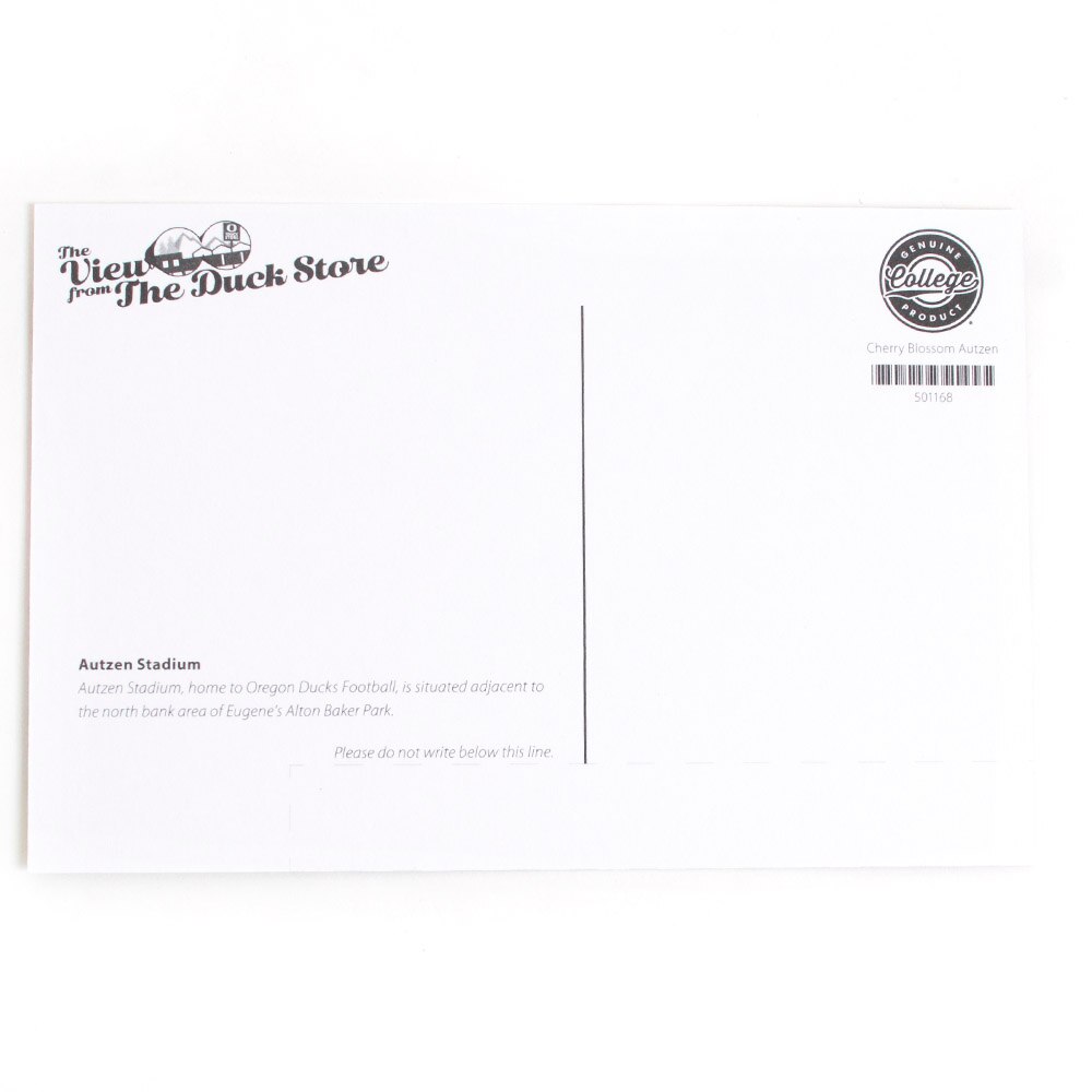 Autzen Stadium, Pink, Post Card, Art & School, Football, Duck Store, Autzen with Cherry Blossoms, 617408